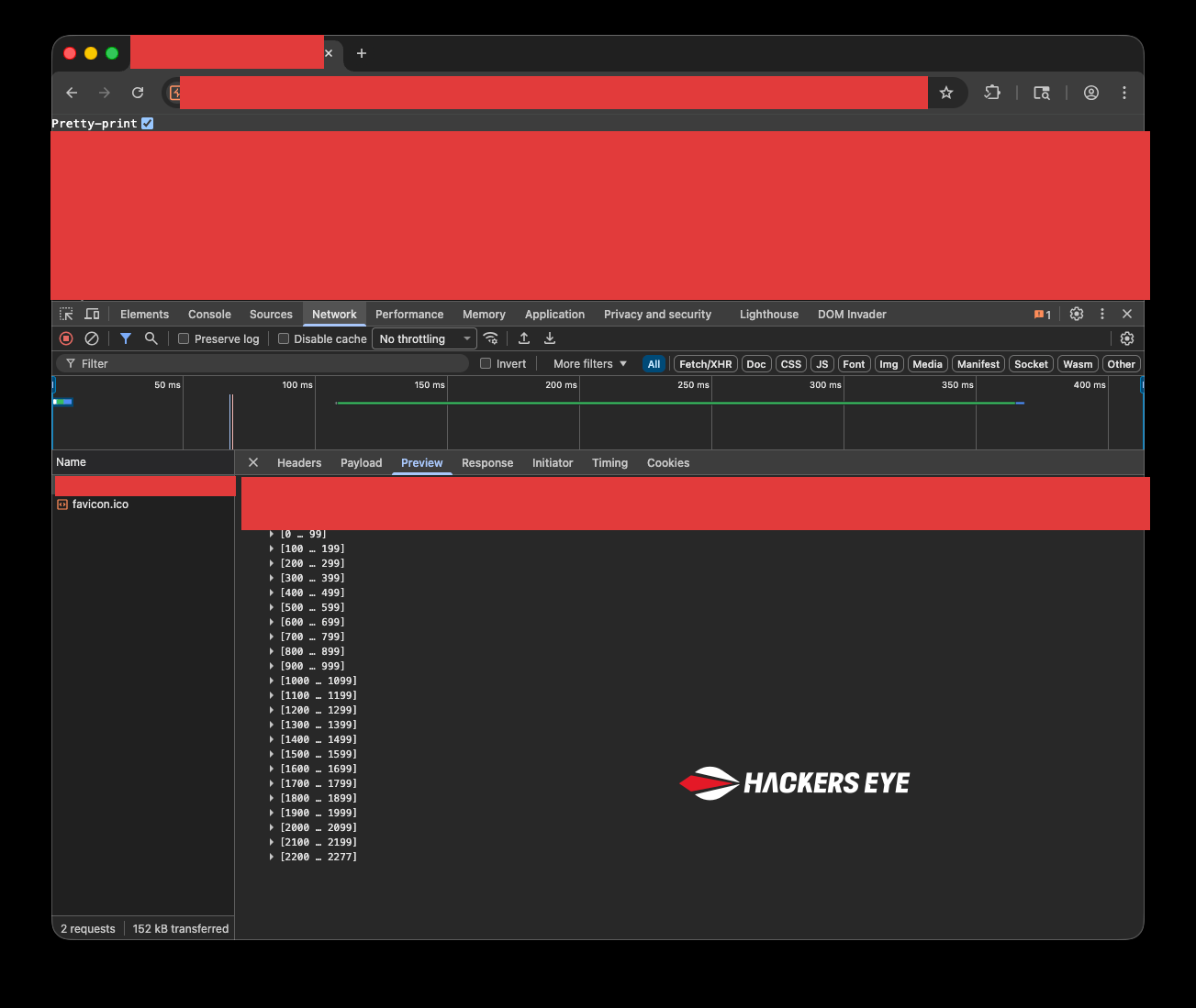 The ERP data interface enumerating roughly 2,278 entity sets, listed in blocks from 0 to 2277, with the endpoint and all identifiers redacted